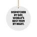 Dispatcher's Humor Christmas Unique Gift, World's Best Mom Quote Circle Ornament from Friends, 3-Inch Round-Shaped Sturdy MDF Ornament with Gold-Tone String - Image 1