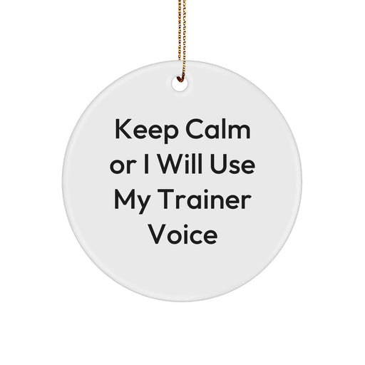 Funny Trainer Gifts from Men to Friends - Keep Calm Or I Will Use My Trainer Voice Circle Ornament for Christmas - Image 1