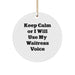 Funny Waitress Quote Gifts from Friends for Christmas Circle Ornament, Keep Calm Or I Will Use My Waitress Voice - Image 1