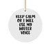 Funny Writer Gifts from Friends for Christmas - 'Keep Calm Or I Will Use My Writer Voice' Circle Ornament - Image 1