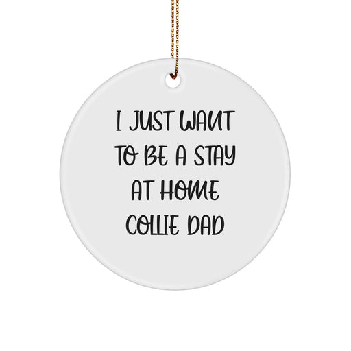 Collie Dog Gifts, Funny Quote Ornaments, Gifts from Men to Collie Dog Owners, Circle Ornament for Christmas Decor, I Just Want To Be A Stay At Home Collie Dad - Image 1