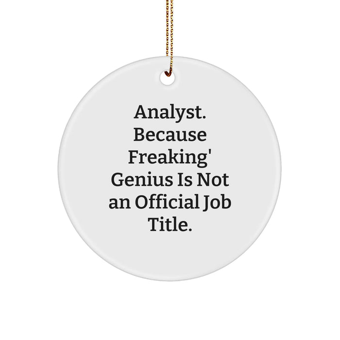 Funny Analyst Gifts, Circle Ornament, 'Analyst. Because Freaking' genius Is Not An Official Job Title.' - Gifts from Friends and Family for Christmas - Image 1