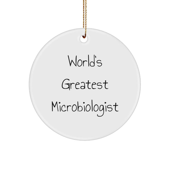 Funny Microbiologist Gifts from Friends for Christmas - 'World's Greatest Microbiologist' Circle Ornament, Perfect for Coworkers, Family, or Men - Image 1