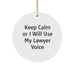 Funny Lawyer Gifts for Christmas, 'Keep Calm Or I Will Use My Lawyer Voice' Circle Ornament, Gifts from Friends or Family to Lawyer - Image 1