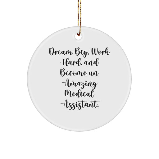 Funny Medical Assistant Gifts from Friends for a Christmas Ornament, 'Dream Big, Work Hard, And Become An Amazing Medical Assistant.' - Image 1