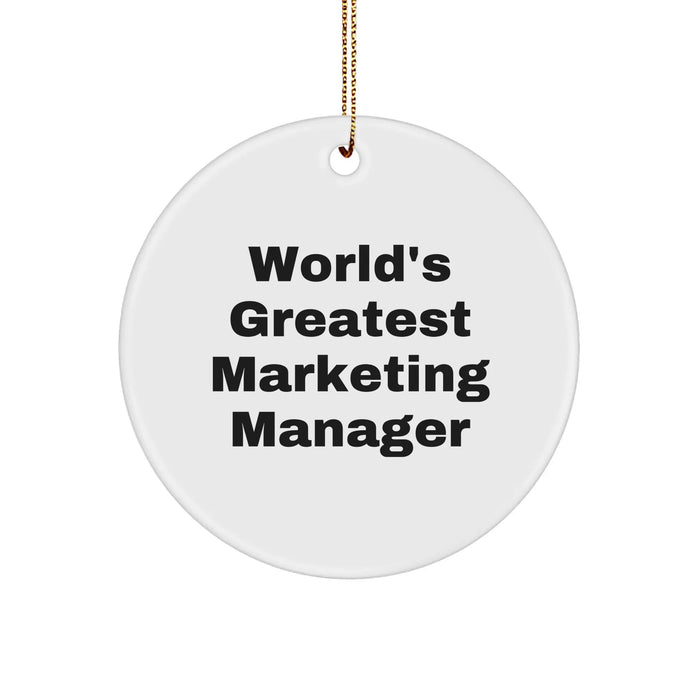 Funny World's Greatest Marketing Manager Gifts for Him Her Friends Family Circle Ornament - Image 1