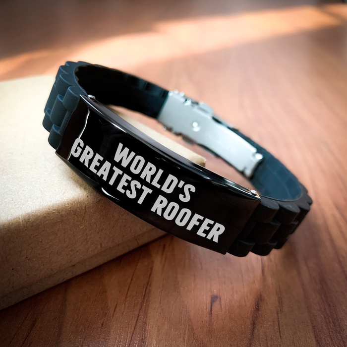 World's Greatest Roofer Funny Gifts from Men to Roofer Friends on Mother's Day Glide lock Clasp Bracelet - Image 2