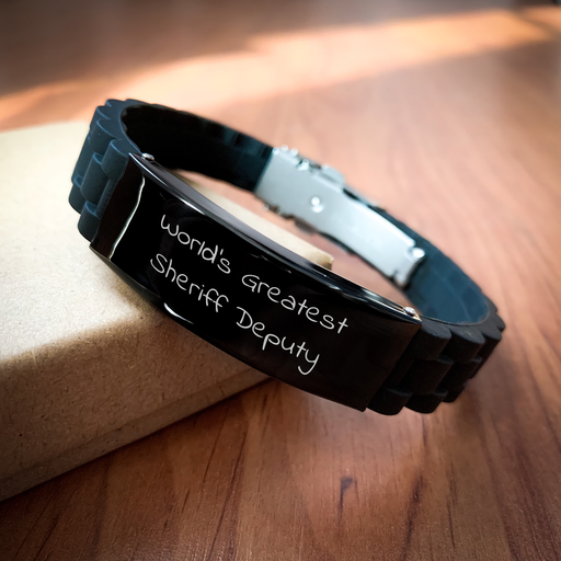 Sheriff Deputy Gifts, World's Greatest Sheriff Deputy Quote, Glide lock Clasp Bracelet for Sheriff Deputy, Mother's Day Unique Gifts from Men, Gifts for Sheriff Deputy - Image 2