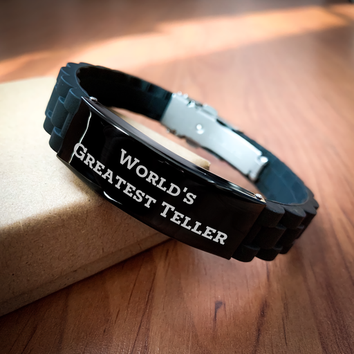 Funny Teller Gifts from Friends for Mother's Day World's Greatest Teller Glide lock Clasp Bracelet - Image 2