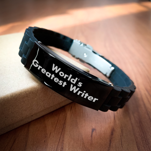 Writer's Proud Glide lock Clasp Black Stainless Steel and Silicone Adjustable Gift from Friends for Father's Day - Image 2