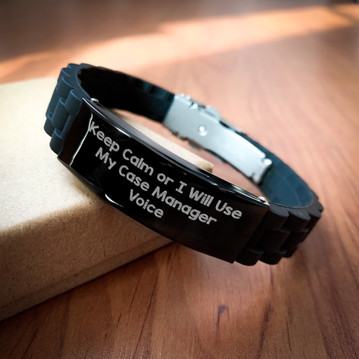 Case Manager Gifts - Keep Calm Or I Will Use My Case Manager Voice Glide lock Clasp Bracelet for Men, Funny Father's Day Unique Gifts from Friends to Family - Image 2