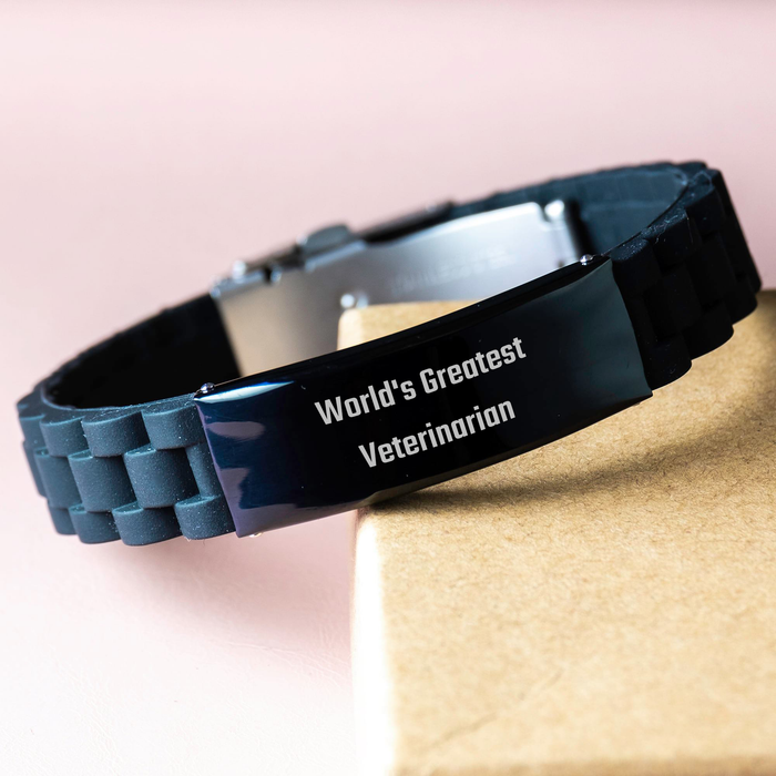 World's Greatest Veterinarian Funny Quote Glide lock Clasp Bracelet, Gifts from Family to Veterinarian, Mother's Day Unique Gifts - Image 3