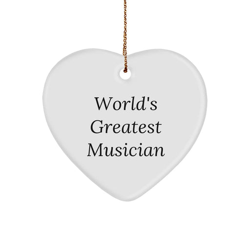 Funny Musician Gifts from Friends for World's Greatest Musician Heart Ornament, 'The World's Greatest Musician' Quote, Perfect Christmas Unique Gift for Musicians, Musician Lover, or Music Enthusiast - Image 1