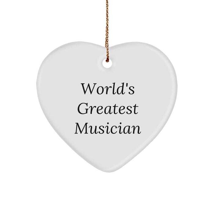 Funny Musician Gifts from Friends for World's Greatest Musician Heart Ornament, 'The World's Greatest Musician' Quote, Perfect Christmas Unique Gift for Musicians, Musician Lover, or Music Enthusiast - Image 1