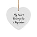 Funny Reporter Gifts, My Heart Belongs To A Reporter Heart Ornament, Christmas Unique Presents for Men, Women, Coworkers, Family - Image 1