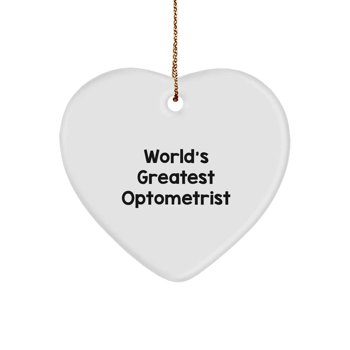 Funny Optometrist Gifts from Friends for Optometrist - 'World's Greatest' Heart Ornament for Christmas - Image 1