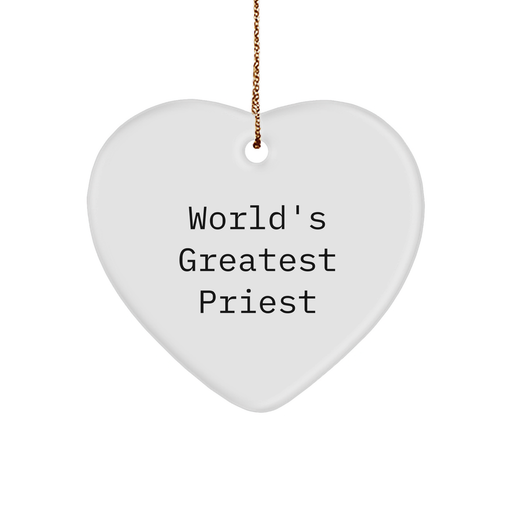 World's Greatest Priest Heart Ornament, Funny Gift for Priest, Gifts from Family, Perfect for Christmas - Image 1