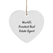 Funny Real Estate Agent Gifts from Friends, 'World's Greatest Real Estate Agent' Heart Ornament for Christmas, Gifts for Real Estate Agent Men and Women - Image 1