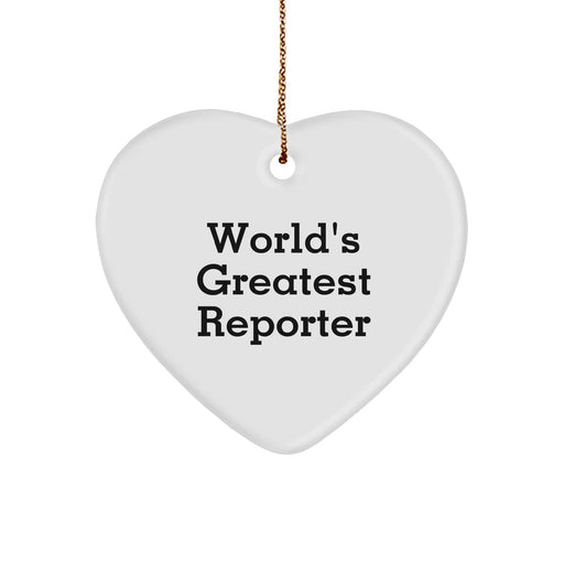Funny Reporter Heart Ornament from World's Greatest Reporter Gifts for Reporters, Friends, and Family - Unique Christmas Ornament - Image 1