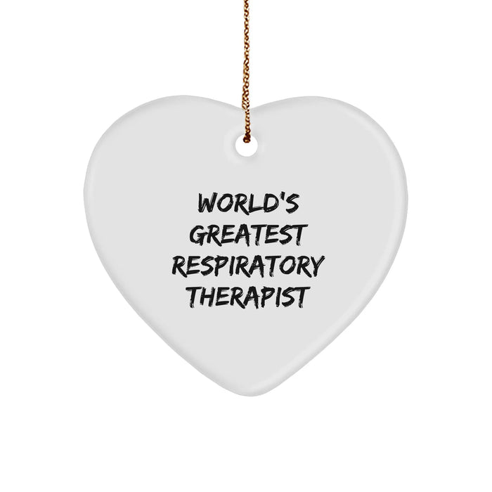 Funny Inspirational Gifts from Friends for World's Greatest Respiratory Therapist Heart Ornament, Christmas Unique Gifts for Respiratory Therapist - Image 1
