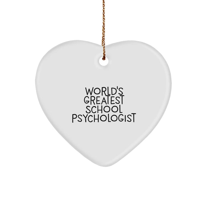 Funny School Psychologist Gifts, 'World's Greatest' Heart Ornament, Christmas Unique Gifts from Friends to Family - Image 1