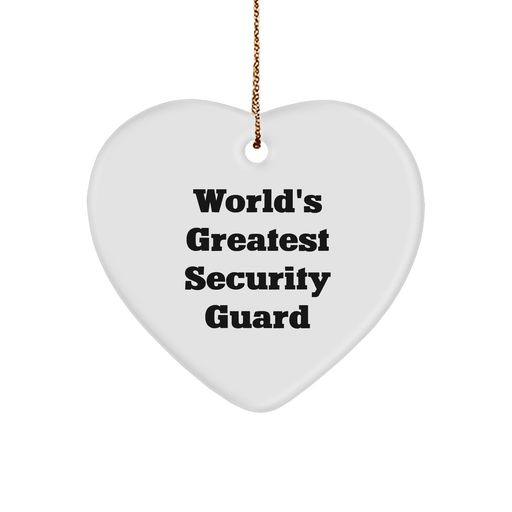 World's Greatest Security Guard Heart Ornament, Funny Quote Gifts from Men to Security Guards for Christmas - Image 1