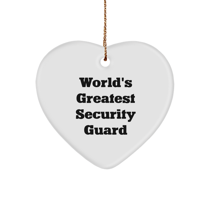 World's Greatest Security Guard Heart Ornament, Funny Quote Gifts from Men to Security Guards for Christmas - Image 1