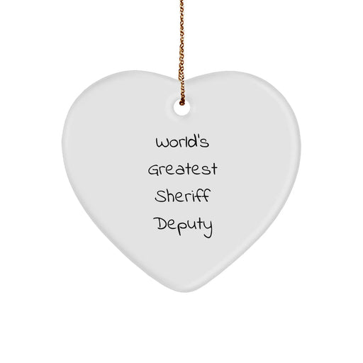 Genuine Sheriff Deputy Heart Ornament - 'World's Greatest' Motivational Gift for Him or Her, Unique Christmas Memorable Present from Family or Friends - Image 1