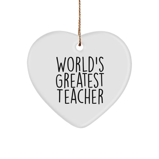 Funny World's Greatest Teacher Heart Ornament, Unique Gifts from Men to Teacher for Christmas - Image 1