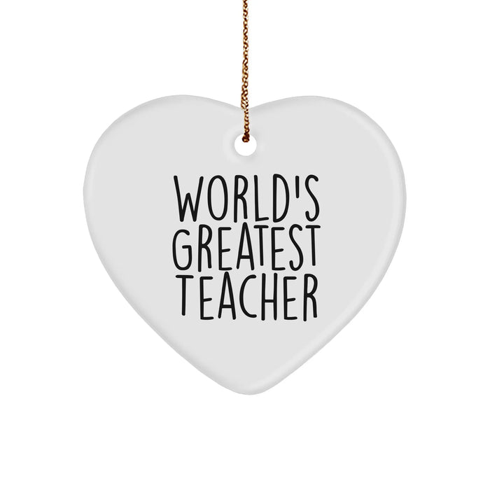 Funny World's Greatest Teacher Heart Ornament, Unique Gifts from Men to Teacher for Christmas - Image 1