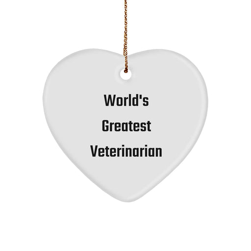 Funny Veterinarian Gifts from World's Greatest, Heart Ornament for Christmas, Gifts for Veterinarian Friends and Family - Image 1