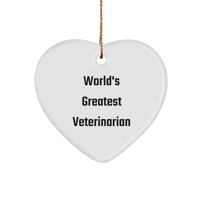 Funny Veterinarian Gifts from World's Greatest, Heart Ornament for Christmas, Gifts for Veterinarian Friends and Family - Image 1