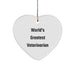 Funny Veterinarian Gifts from World's Greatest, Heart Ornament for Christmas, Gifts for Veterinarian Friends and Family - Image 1