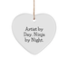 Artist Gifts: Inspirational Artist By Day Ninja By Night Heart Ornament for Christmas Unique Gifts - Unique Gift Ideas for Women or Men from Family Friend to Friends and Loved Ones - Image 1