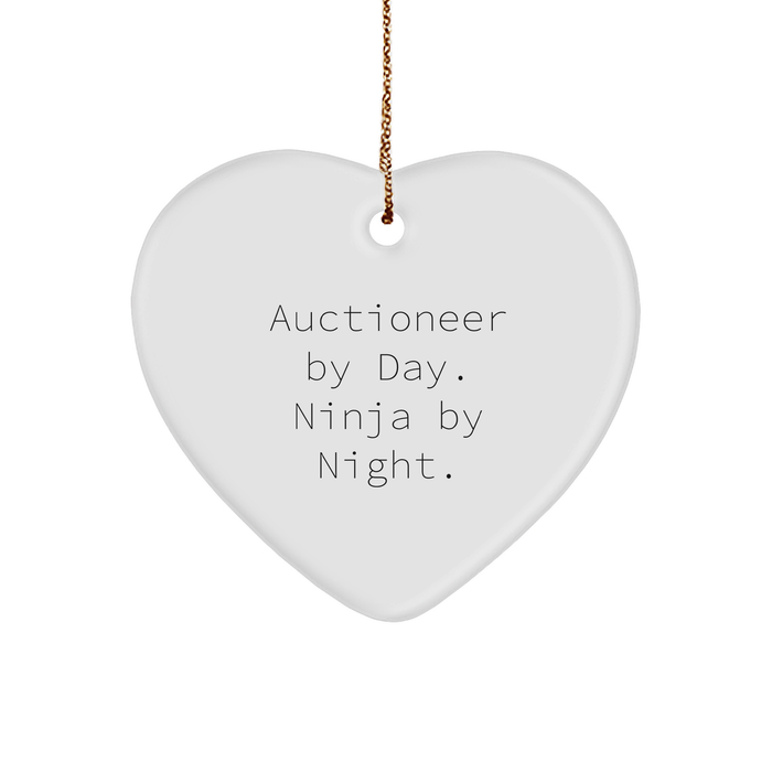 Auctioneer By Day Ninja By Night Heart Ornament Gifts Auctioneer Unique Christmas Unique Gifts for Auctioneer Lovers Gifts from Friends for Auctioneer Enthusiasts - Image 1