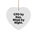 CFO by Day Ninja by Night Heart Ornament, Funny Christmas Unique Gift for CFO Friends Family Coworkers, White 3-Inch Heart-Shaped Sturdy MDF Ornament - Image 1