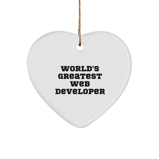 Funny Web Developer Gifts, World's Greatest, Christmas Unique Heart Ornament for Men, Women, Friends, Coworkers, Family - Image 1