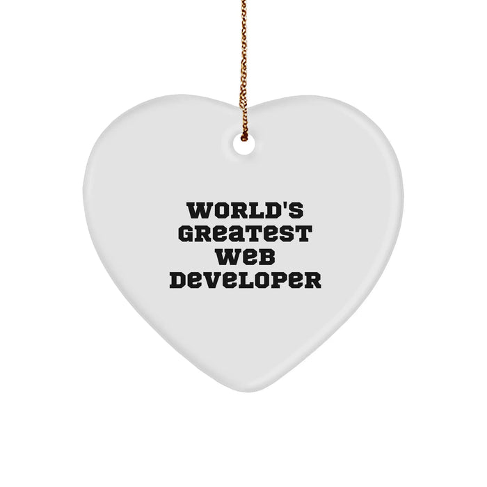 Funny Web Developer Gifts, World's Greatest, Christmas Unique Heart Ornament for Men, Women, Friends, Coworkers, Family - Image 1