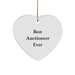 Auctioneer Gifts - Heart Ornament with Best Auctioneer Ever Quote, 3-inch Heart-Shaped Sturdy MDF Ornament, Gold-Tone String, Christmas Unique Gift for Men, Women, Friends, Coworkers, and Family - Image 1