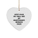 Funny Maintenance Worker Gifts from Friends - Keep Calm Or I Will Use My Maintenance Worker Voice Heart Ornament for Christmas - Image 1