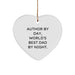 Author Gifts from Men to Author, Funny Heart Ornament for Christmas, World's Best Dad By Night Quote - Image 1