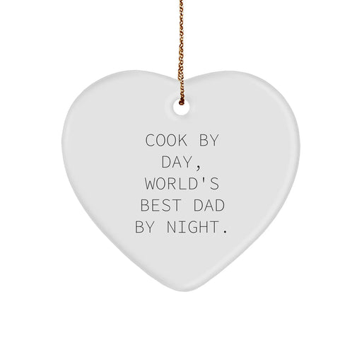 Cook by Day, World's Best Dad by Night, Gifts for Cook, Heart Ornament for Christmas, Gifts from Men to Cook, Unique Heart Ornament for Christmas - Image 1