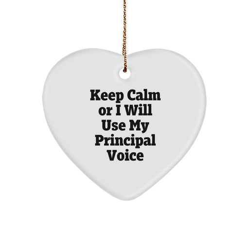 Funny Principal Gifts, Keep Calm Heart Ornament, Christmas Unique Gifts from Family, Friends or Coworkers - Image 1