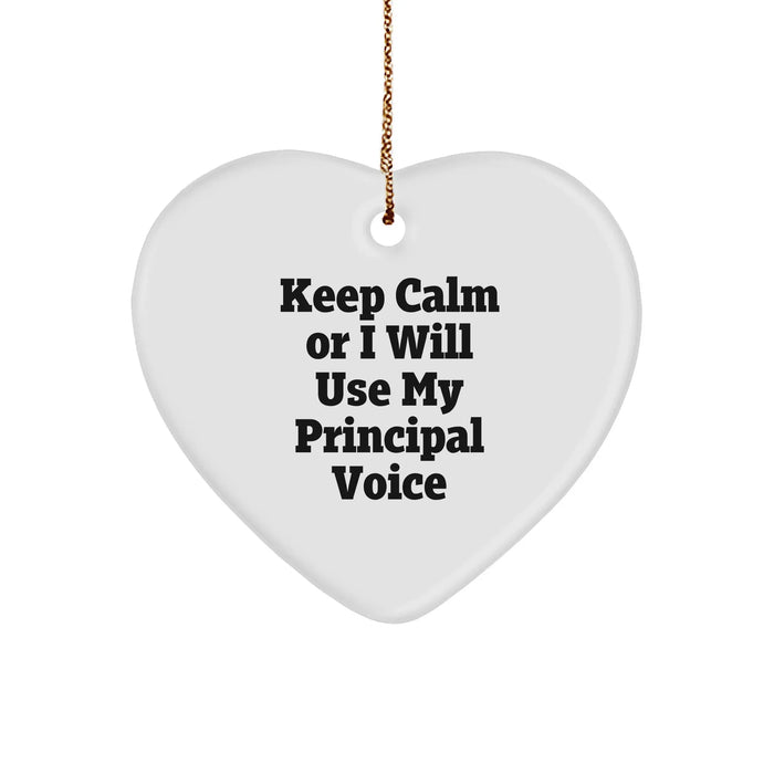 Funny Principal Gifts, Keep Calm Heart Ornament, Christmas Unique Gifts from Family, Friends or Coworkers - Image 1