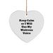 Funny Waitress Quotes Heart Ornament Gifts from Men to Waitress, Unique Christmas Unique Gifts for Waitress, Keep Calm or I Will Use My Waitress Voice, Heart Shaped, White - Image 1