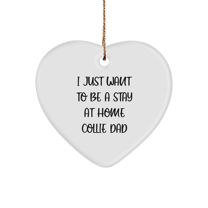 Collie Dog Dad's Heartfelt Gift, 'I Just Want To Be A Stay At Home Collie Dad', Heart Ornament for Men from Family, Unique Christmas Unique Gifts for Friends - Image 1