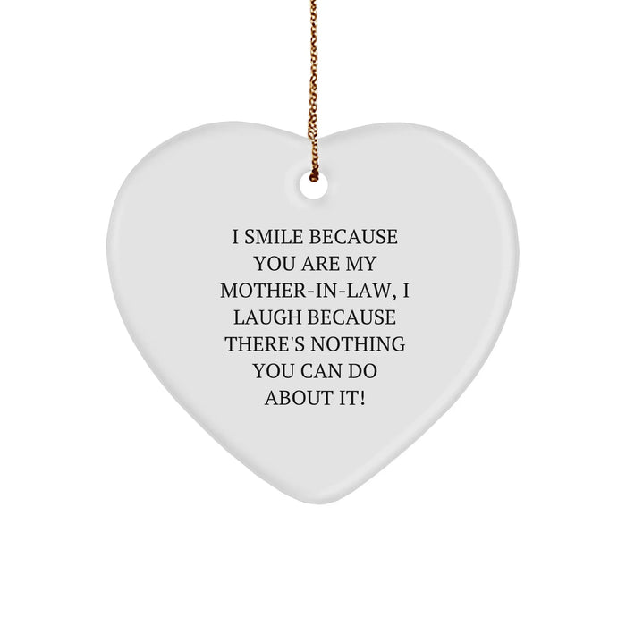 Funny Mom-in-law Heart Ornament Gifts from Family - I Smile Because You Are My Mom-in-law, Gifts for Mom-in-law Christmas Unique Presents - Image 1