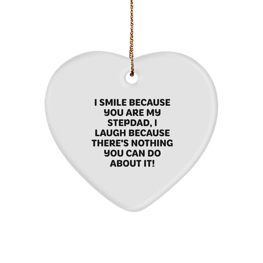 Funny Stepdad Gifts, 'I Smile Because You Are My Stepdad' Heart Ornament, Perfect for Christmas, Gifts from Family to Stepdad - Image 1