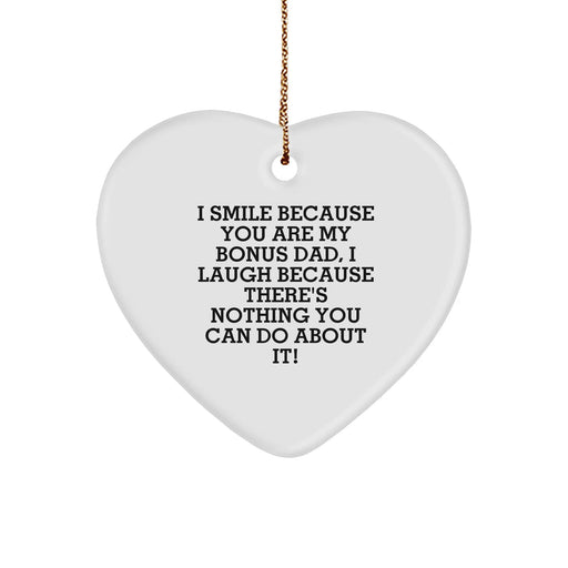 Funny Bonus Dad Heart Ornament, Gifts from Family, Gifts for Bonus Dad, Christmas Unique Presents - Image 1