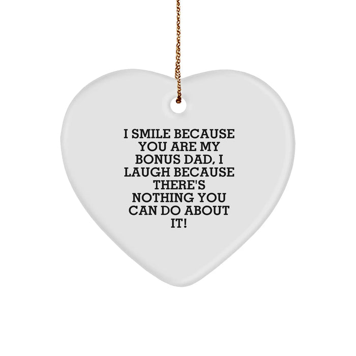Funny Bonus Dad Heart Ornament, Gifts from Family, Gifts for Bonus Dad, Christmas Unique Presents - Image 1